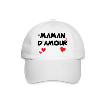 Maman d'Amour - Muttertag - Baseballkappe - Weiß/Weiß - Vorne