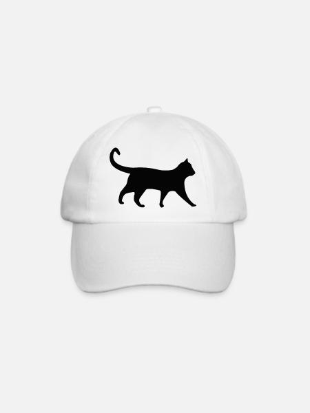 Katze schwarz Silhouette - Baseballkappe - Weiß/Weiß