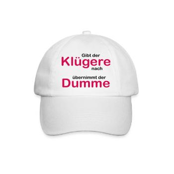 Der Klügere gibt nach - Baseballkappe - Weiß/Weiß - Vorne