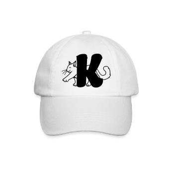 Katze Buchstabe K - Baseballkappe - Weiß/Weiß - Vorne