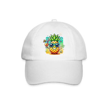 Sonnenananas Strandmotiv - Baseballkappe - Weiß/Weiß - Vorne