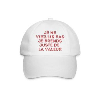 Ich werde nicht alt, ich steigere nur meinen Wert - Baseballkappe - Weiß/Weiß - Vorne