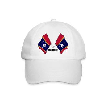 Zwei Flaggen mit dem Text MISSISSIPPI - Baseballkappe - Weiß/Weiß - Vorne