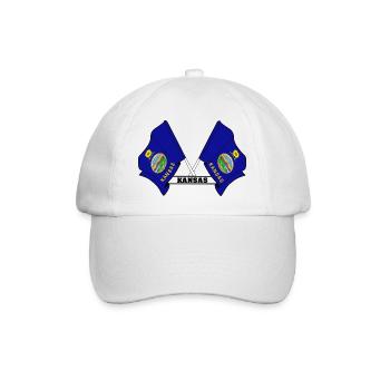 Zwei Flaggen mit dem Text KANSAS - Baseballkappe - Weiß/Weiß - Vorne