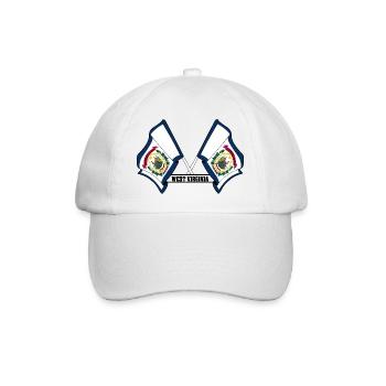 Zwei Flaggen mit dem Text WEST VIRGINIA - Baseballkappe - Weiß/Weiß - Vorne