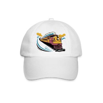Retro-moderne Lokomotivillustration - Baseballkappe - Weiß/Weiß - Vorne