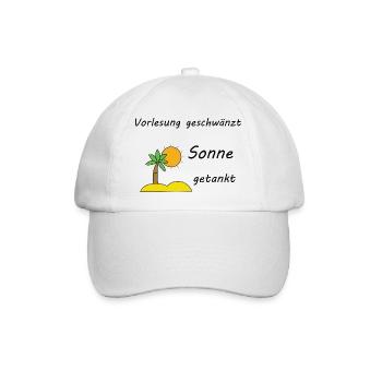 Unispruch "Sonne getankt" Geschenk, Studenten - Baseballkappe - Weiß/Weiß - Vorne
