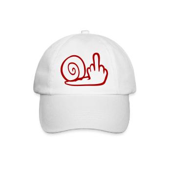 Schnecke Mittelfinger Beleidigung Wichser Fuck You - Baseballkappe - Weiß/Weiß - Vorne
