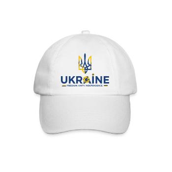 Dreizack Sonnenblume Ukraine Flagge - Baseballkappe - Weiß/Weiß - Vorne