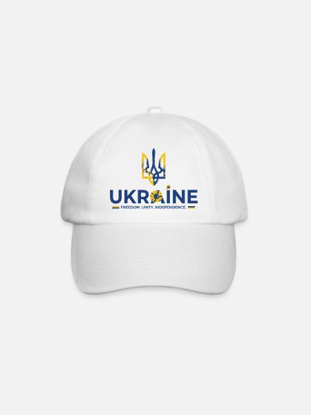 Dreizack Sonnenblume Ukraine Flagge - Baseballkappe - Weiß/Weiß