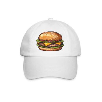 8Bit Hamburger Pixelkunst - Baseballkappe - Weiß/Weiß - Vorne