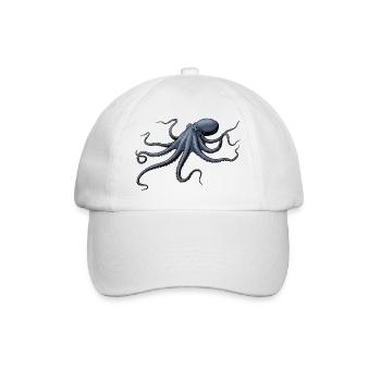 Nachtblauer Kraken Octopus - Baseballkappe - Weiß/Weiß - Vorne