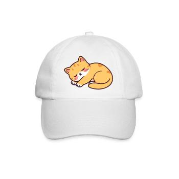 Schlafende Katze - Baseballkappe - Weiß/Weiß - Vorne