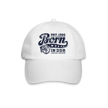 Born in DDR 1966 - Geburtstag - Ossi Geschenk - Baseballkappe - Weiß/Weiß - Vorne