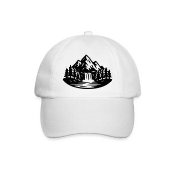 Berge Landschaft Wald Wasserfall - Baseballkappe - Weiß/Weiß - Vorne