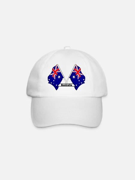 Australien kreuzte Flaggen - Baseballkappe - Weiß/Weiß