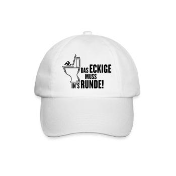 Das Eckige Muss In’s Runde! (Gegen Rechts / Black) - Baseballkappe - Weiß/Weiß - Vorne