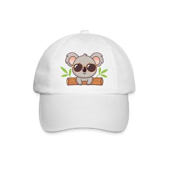 Schicker Koala auf Kofferraum mit Brille - Baseballkappe - Weiß/Weiß - Vorne