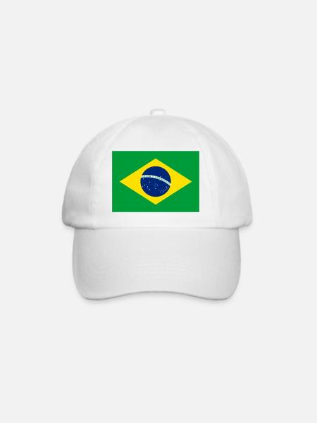 Brasilianische Flagge Geometrischer Druck - Baseballkappe - Weiß/Weiß