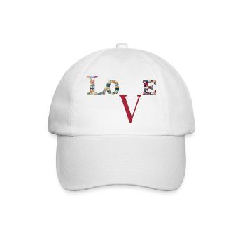 Liebe Patchwork-Typografie - Baseballkappe - Weiß/Weiß - Vorne