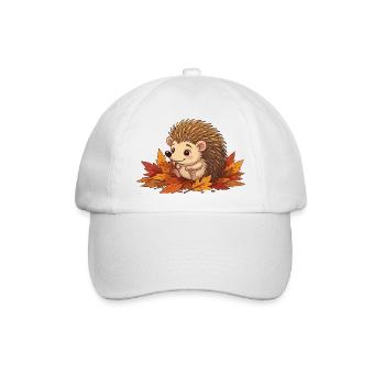 Igel im Herbstlaub Herbstzauber - Baseballkappe - Weiß/Weiß - Vorne