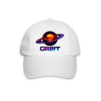 Geometrische Saturn-Umlaufbahn Retro Synthwave 80s - Baseballkappe - Weiß/Weiß - Vorne