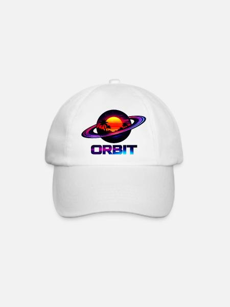 Geometrische Saturn-Umlaufbahn Retro Synthwave 80s - Baseballkappe - Weiß/Weiß