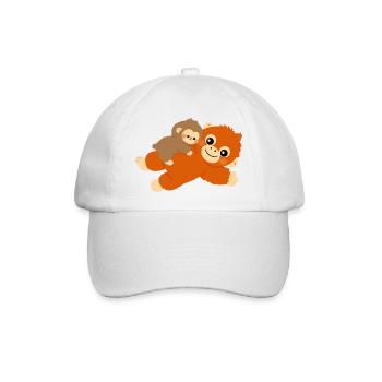 Baby-Affe und Plüschtier - Baseballkappe - Weiß/Weiß - Vorne