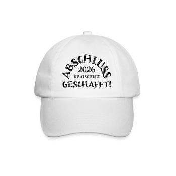 Abschluss 2026 Realschule geschafft! - Baseballkappe - Weiß/Weiß - Vorne