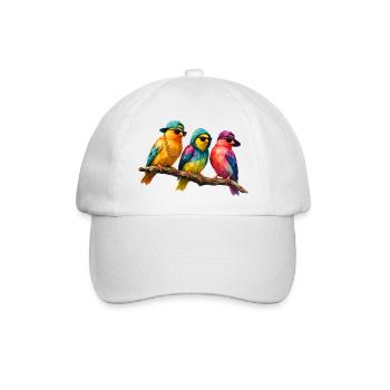 Hip Hop Vögel Low Poly Polygon Art  - Baseballkappe - Weiß/Weiß - Vorne