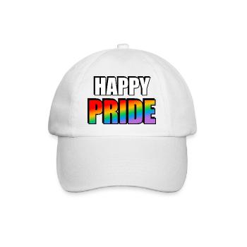 Happy Pride Rainbow Letters - Baseballkappe - Weiß/Weiß - Vorne