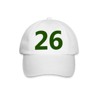 Zahl 26 - Baseballkappe - Weiß/Weiß - Vorne