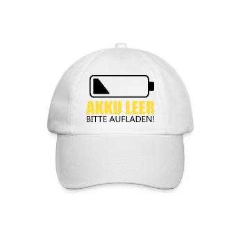 Akku leer , bitte Aufladen! - Baseballkappe - Weiß/Weiß - Vorne
