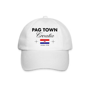 Pag Kroatien Koordinaten Reise Souvenir - Baseballkappe - Weiß/Weiß - Vorne