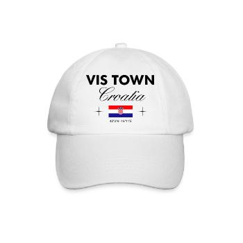 Vis Kroatien Koordinaten Reise Souvenir - Baseballkappe - Weiß/Weiß - Vorne