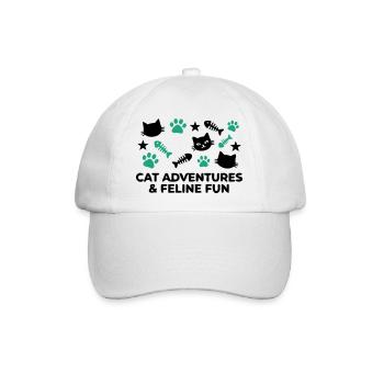 Katzen Abenteuer Schriftzug - Baseballkappe - Weiß/Weiß - Vorne