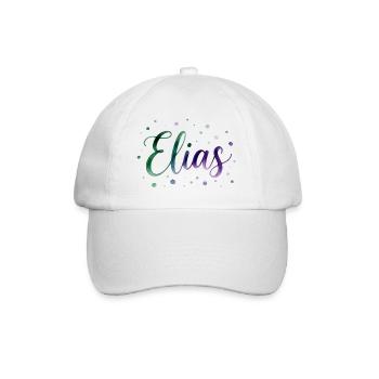 Name Elias Watercolor – Grüner Farbverlauf Design - Baseballkappe - Weiß/Weiß - Vorne