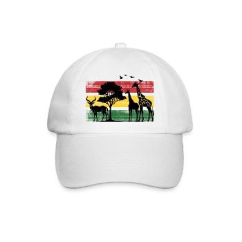 Afrika Safaritour Tiere Africa Urlaub Natur - Baseballkappe - Weiß/Weiß - Vorne