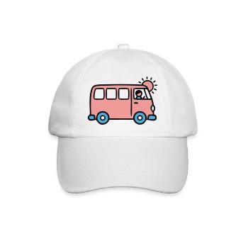 Pinker Schulbus Grafik - Baseballkappe - Weiß/Weiß - Vorne