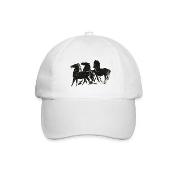 Wild_Black_Horses_Brush_Ink_Sketch - Baseballkappe - Weiß/Weiß - Vorne