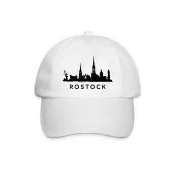 Rostock Skyline - Baseballkappe - Weiß/Weiß - Vorne