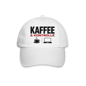 Kaffee & Kontrolle Laptop-Design - Baseballkappe - Weiß/Weiß - Vorne