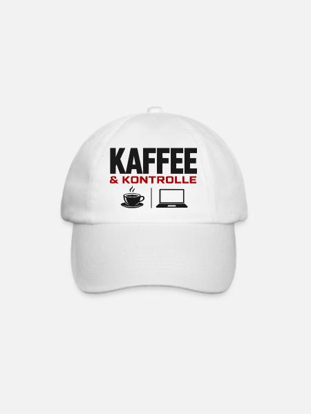 Kaffee & Kontrolle Laptop-Design - Baseballkappe - Weiß/Weiß