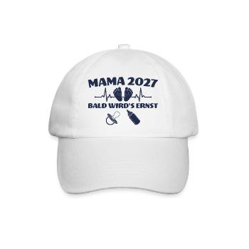 Werdende Mama 2027 Bald wird's ernst - Baseballkappe - Weiß/Weiß - Vorne