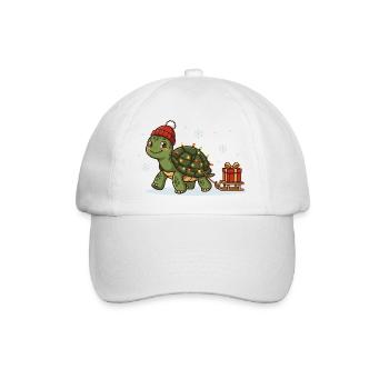 Weihnachts-Schildkröte mit Lichterkette - Baseballkappe - Weiß/Weiß - Vorne