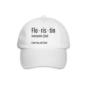 Floristin Substantiv Definition Blumen Geschenk - Baseballkappe - Weiß/Weiß - Vorne