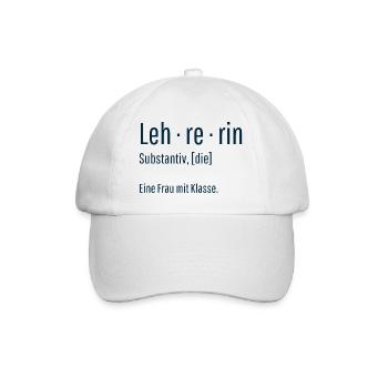 Lehrerin Substantiv Definition Schule Geschenk - Baseballkappe - Weiß/Weiß - Vorne