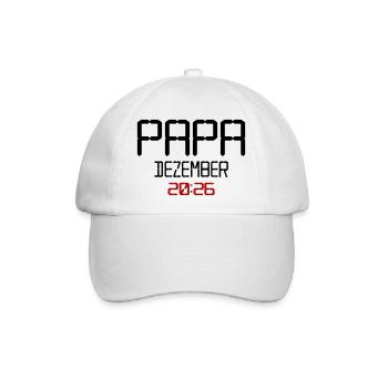 Geburt Baby Papa, Dezember 2026 - Baseballkappe - Weiß/Weiß - Vorne