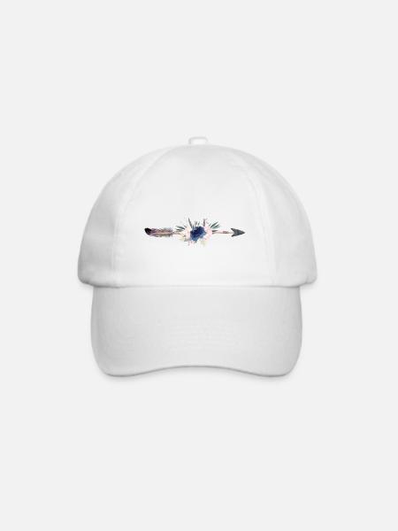 Pfeil Feder Blumen personalisierbar - Baseballkappe - Weiß/Weiß