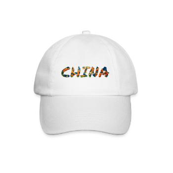 Land China mit Drache - Urlaub Asien Reise reisen - Baseballkappe - Weiß/Weiß - Vorne